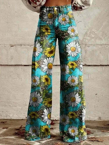 Casual Floral Wide Leg Pants - Y2K Fashion Coquette Aesthetic Grunge Style Cargo Skirt