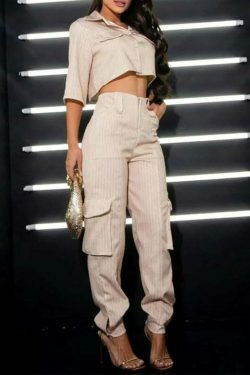 Casual Pantsuit with Short Shirt - Y2K Fashion Coquette Aesthetic Grunge Style Cargo Skirt