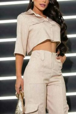 Casual Pantsuit with Short Shirt - Y2K Fashion Coquette Aesthetic Grunge Style Cargo Skirt