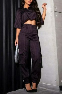 Casual Pantsuit with Short Shirt - Y2K Fashion Coquette Aesthetic Grunge Style Cargo Skirt