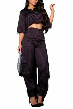 Casual Pantsuit with Short Shirt - Y2K Fashion Coquette Aesthetic Grunge Style Cargo Skirt