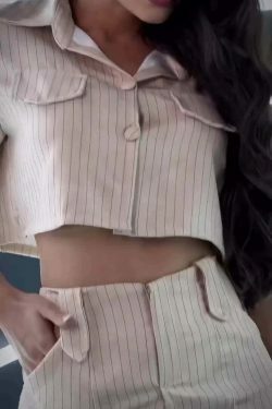 Casual Pantsuit with Short Shirt - Y2K Fashion Coquette Aesthetic Grunge Style Cargo Skirt