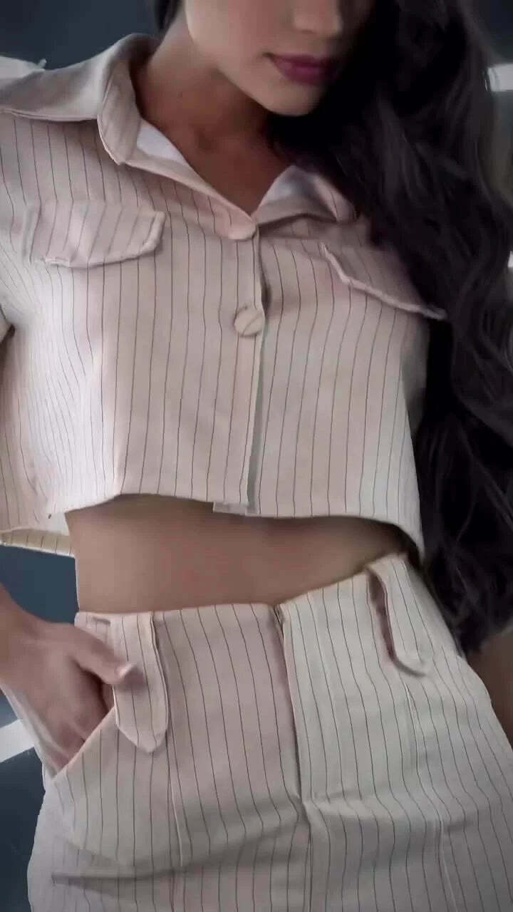 Casual Pantsuit with Short Shirt - Y2K Fashion Coquette Aesthetic Grunge Style Cargo Skirt