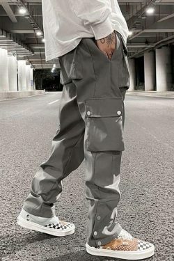 Casual Snap Button Cargo Pants for Women - Y2K Fashion with Coquette Aesthetic