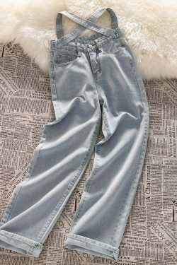 Celestial Sky Tie-Front Y2K Jeans - Coquette Aesthetic Grunge Style Women's Fashion