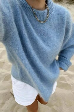 Charm In Cozy Knit Pullover - Y2K Fashion Aesthetic - Grunge Style Cute Tops & Cargo Skirt