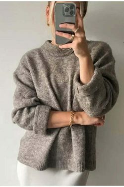 Charm In Cozy Knit Pullover - Y2K Fashion Aesthetic - Grunge Style Cute Tops & Cargo Skirt