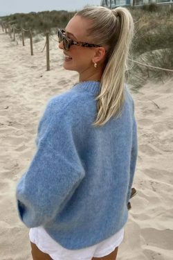 Charm In Cozy Knit Pullover - Y2K Fashion Aesthetic - Grunge Style Cute Tops & Cargo Skirt