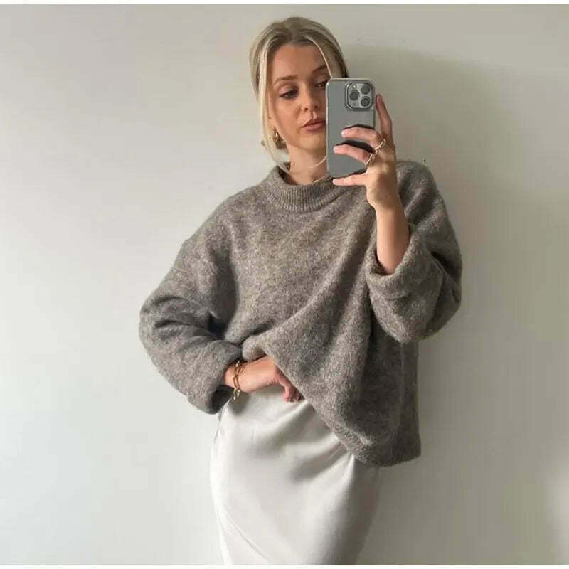 Charm In Cozy Knit Pullover - Y2K Fashion Aesthetic - Grunge Style Cute Tops & Cargo Skirt Charm In Cozy Knit Pullover - Y2K Fashion Aesthetic - Grunge Style Cute Tops & Cargo Skirt