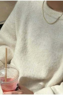 Charm In Cozy Knit Pullover - Y2K Fashion Aesthetic - Grunge Style Cute Tops & Cargo Skirt