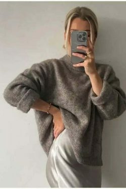 Charm In Cozy Knit Pullover - Y2K Fashion Aesthetic - Grunge Style Cute Tops & Cargo Skirt