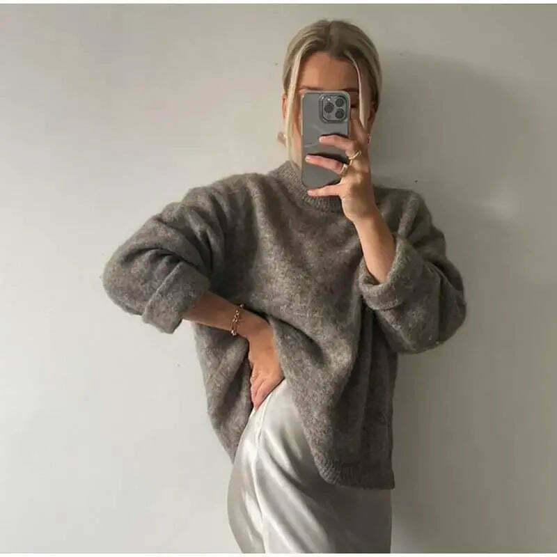 Charm In Cozy Knit Pullover - Y2K Fashion Aesthetic - Grunge Style Cute Tops & Cargo Skirt Charm In Cozy Knit Pullover - Y2K Fashion Aesthetic - Grunge Style Cute Tops & Cargo Skirt