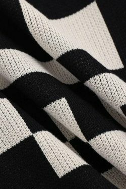Checkerboard Knit Romper: Y2K Fashion Statement with Coquette Aesthetic & Grunge Style