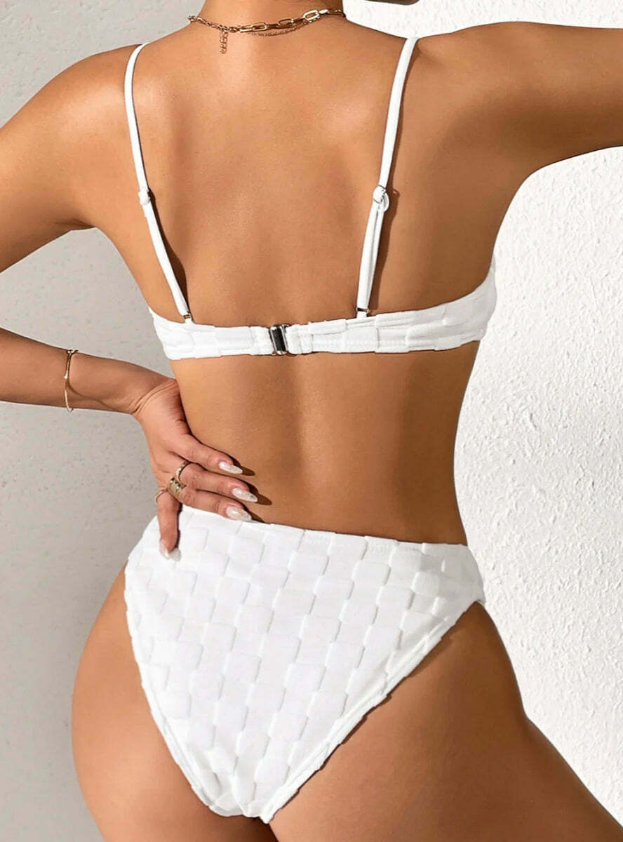 Checkerboard Two Piece Swimsuit Bikini for Y2K Fashion Enthusiasts Checkerboard Two Piece Swimsuit Bikini for Y2K Fashion Enthusiasts