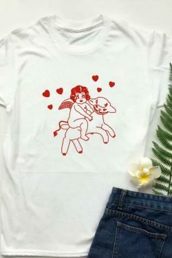 Cherub Lamb Graphic Tee - Y2K Fashion Aesthetic Top for Women - Coquette Style Grunge Outfit