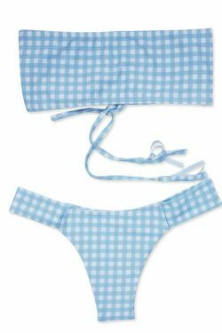 Chic Checked Lace Up Tank Bikini Set for Y2K Fashion Enthusiasts
