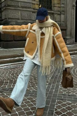 Chic Natalie Wool-Blend Leather Coat - Y2K Fashion Statement with Coquette Aesthetic & Grunge Style