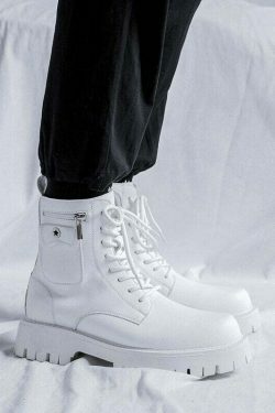 Chunky Lace-Up Ankle Boots for Y2K Fashion Enthusiasts