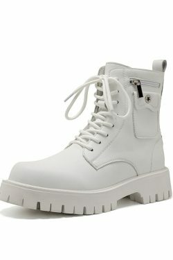 Chunky Lace-Up Ankle Boots for Y2K Fashion Enthusiasts