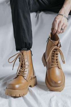 Chunky Lace-Up Ankle Boots for Y2K Fashion Enthusiasts