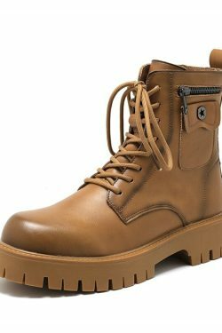 Chunky Lace-Up Ankle Boots for Y2K Fashion Enthusiasts