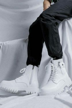 Chunky Lace-Up Ankle Boots for Y2K Fashion Enthusiasts