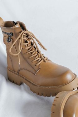 Chunky Lace-Up Ankle Boots for Y2K Fashion Enthusiasts