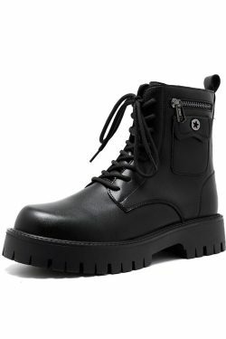 Chunky Lace-Up Ankle Boots for Y2K Fashion Enthusiasts