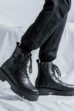 Chunky Lace-Up Ankle Boots for Y2K Fashion Enthusiasts