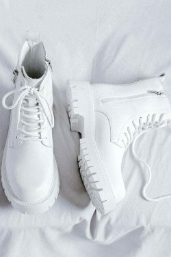 Chunky Lace-Up Ankle Boots for Y2K Fashion Enthusiasts