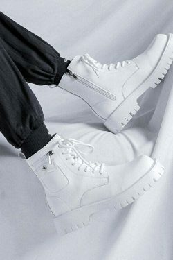 Chunky Lace-Up Ankle Boots for Y2K Fashion Enthusiasts