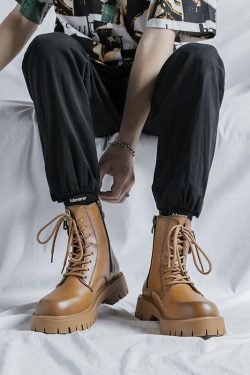 Chunky Lace-Up Ankle Boots for Y2K Fashion Enthusiasts