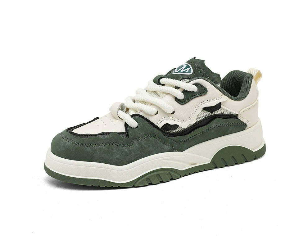 Chunky Lace Phat Sneakers - Green Aesthetic Footwear for Women Chunky Lace Phat Sneakers - Green Aesthetic Footwear for Women