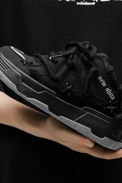 Chunky Lace Platform Sneakers - Y2K Fashion Statement for Women with Coquette and Grunge Aesthetic