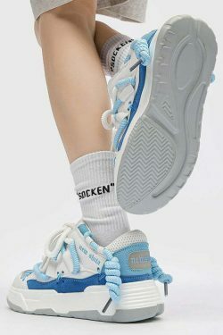 Chunky Lace Platform Sneakers - Y2K Fashion Statement for Women with Coquette and Grunge Aesthetic