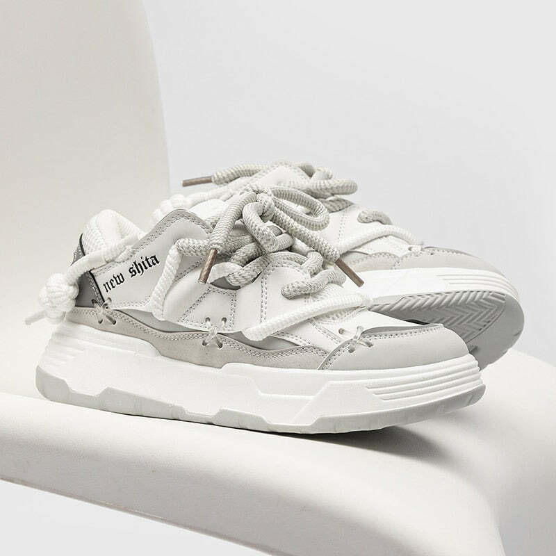 Chunky Lace Platform Sneakers - Y2K Fashion Statement for Women with Coquette and Grunge Aesthetic Chunky Lace Platform Sneakers - Y2K Fashion Statement for Women with Coquette and Grunge Aesthetic