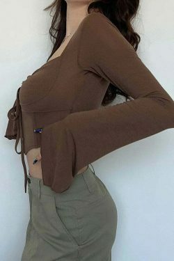 Cinnamon Sensation Crop Top - Y2K Fashion with Coquette Aesthetic & Grunge Style