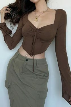 Cinnamon Sensation Crop Top - Y2K Fashion with Coquette Aesthetic & Grunge Style