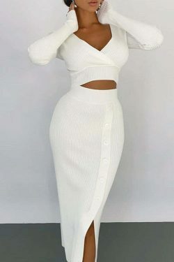 Claire Knitted Crop Top & Skirt Set - Y2K Fashion Coquette Aesthetic Outfit for Women