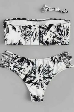 Coco Palm Print Cut Bikini Set - Y2K Fashion Swimwear for Women with Coquette Aesthetic
