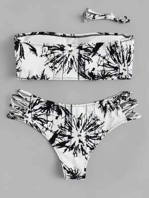 Coco Palm Print Cut Bikini Set - Y2K Fashion Swimwear for Women with Coquette Aesthetic Coco Palm Print Cut Bikini Set - Y2K Fashion Swimwear for Women with Coquette Aesthetic