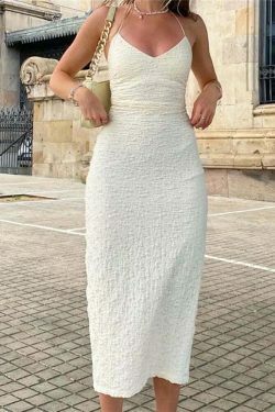 Coconut Crush Backless Halter Dress - Y2K Fashion Statement with Coquette Aesthetic & Grunge Style