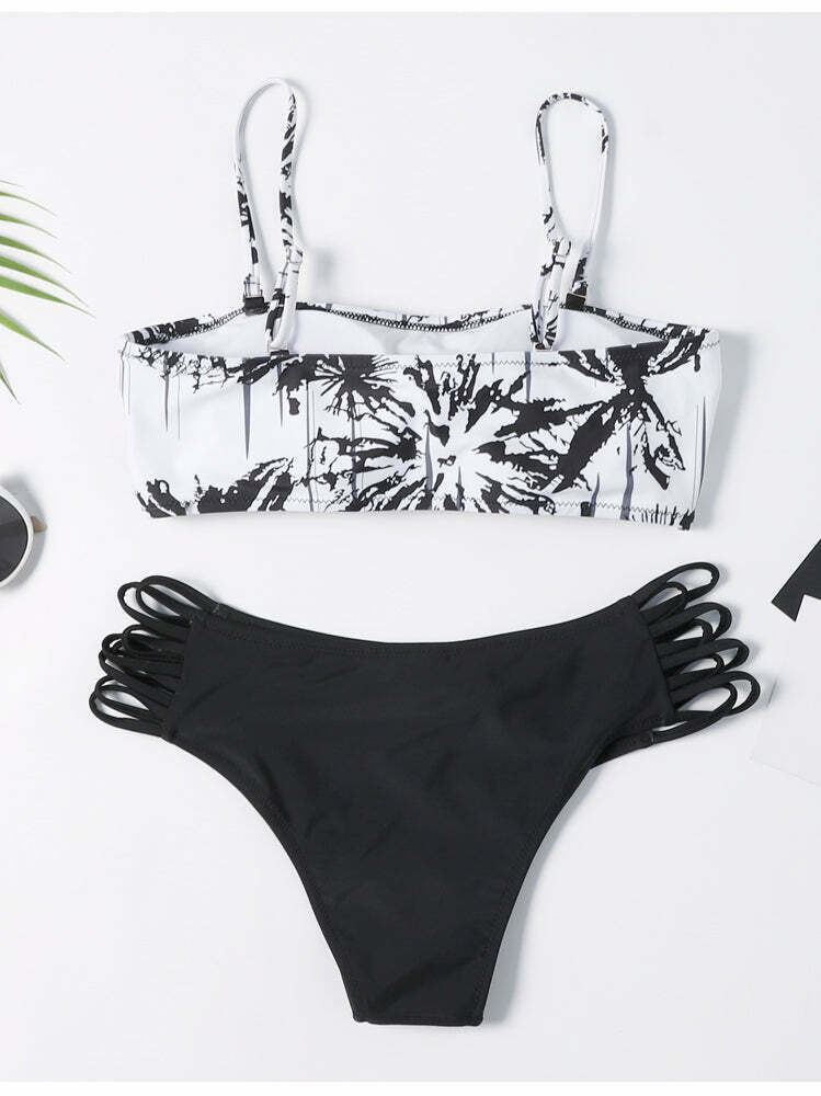 Coconut Palm Reversible Bikini Set - Y2K Fashion Swimwear with Button Detail Coconut Palm Reversible Bikini Set - Y2K Fashion Swimwear with Button Detail