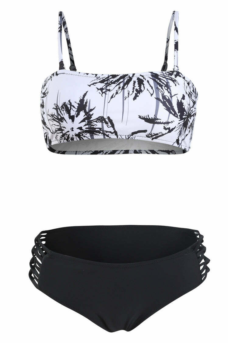 Coconut Palm Reversible Bikini Set - Y2K Fashion Swimwear with Button Detail Coconut Palm Reversible Bikini Set - Y2K Fashion Swimwear with Button Detail