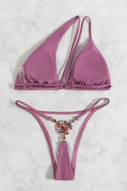 Colorful Crystal Swimsuit Bikini for Y2K Fashion Enthusiasts