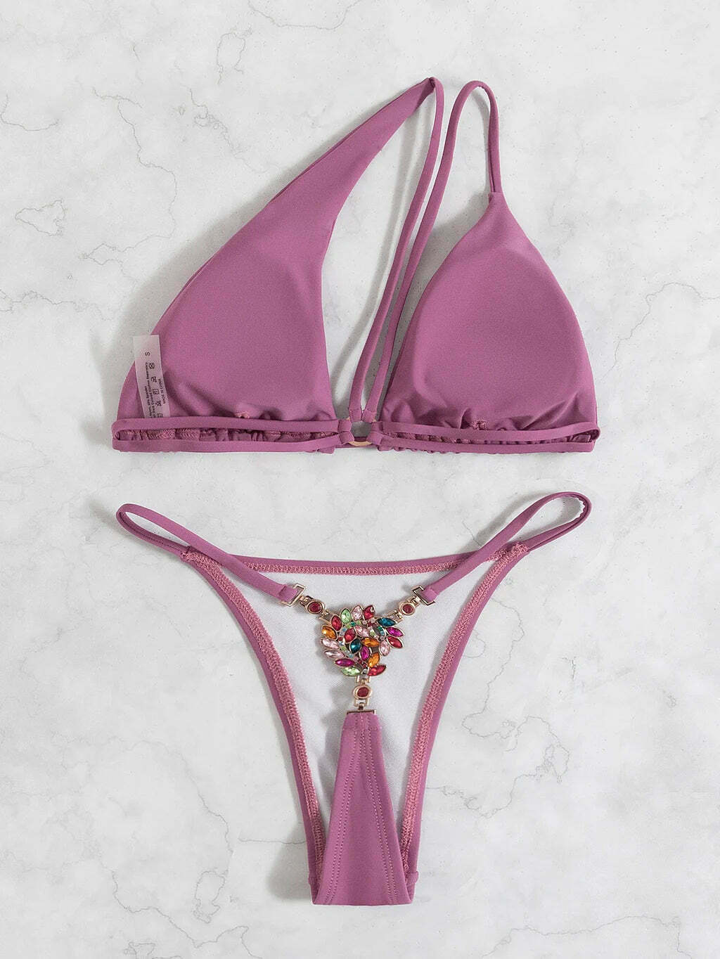 Colorful Crystal Swimsuit Bikini for Y2K Fashion Enthusiasts Colorful Crystal Swimsuit Bikini for Y2K Fashion Enthusiasts