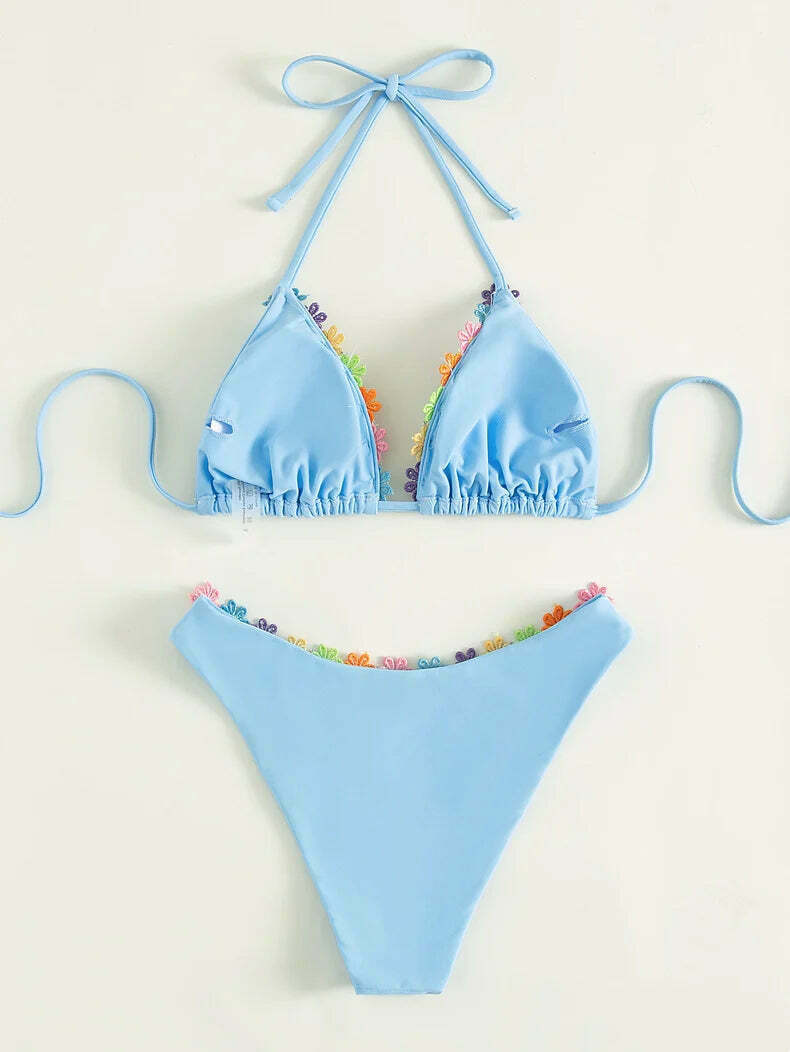 Colorful Flower Straps Bikini - Y2K Fashion Swimwear for Women Colorful Flower Straps Bikini - Y2K Fashion Swimwear for Women