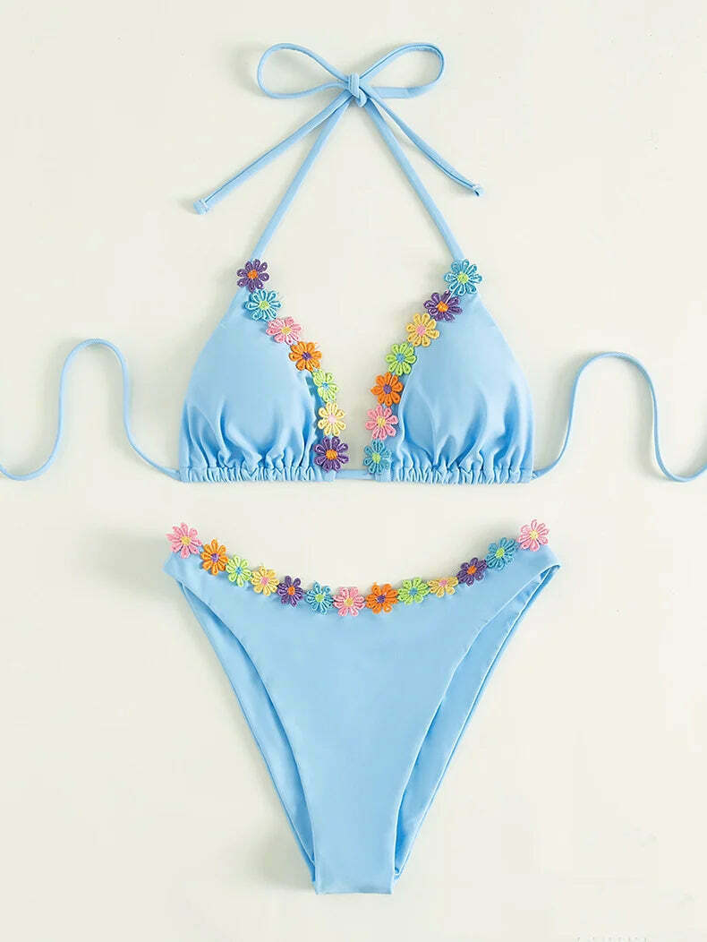 Colorful Flower Straps Bikini - Y2K Fashion Swimwear for Women Colorful Flower Straps Bikini - Y2K Fashion Swimwear for Women