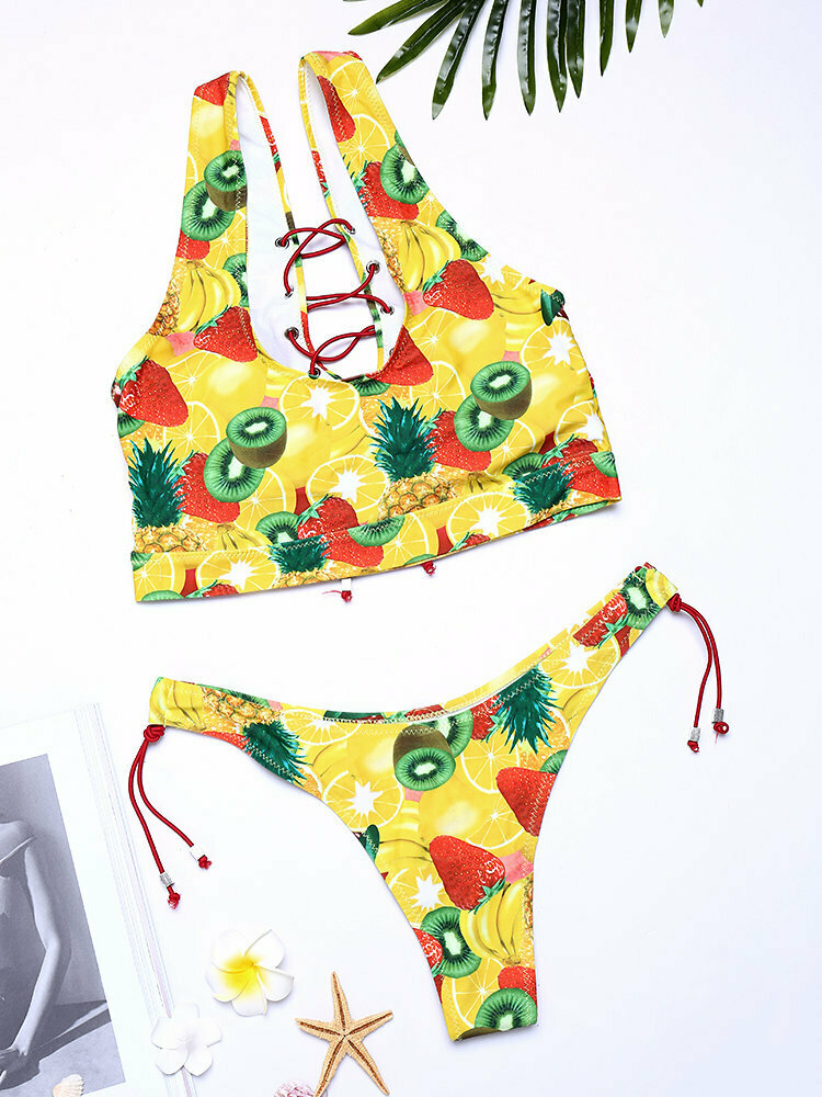 Colorful Hollow Out Tankini Top - Y2K Fashion Swimwear