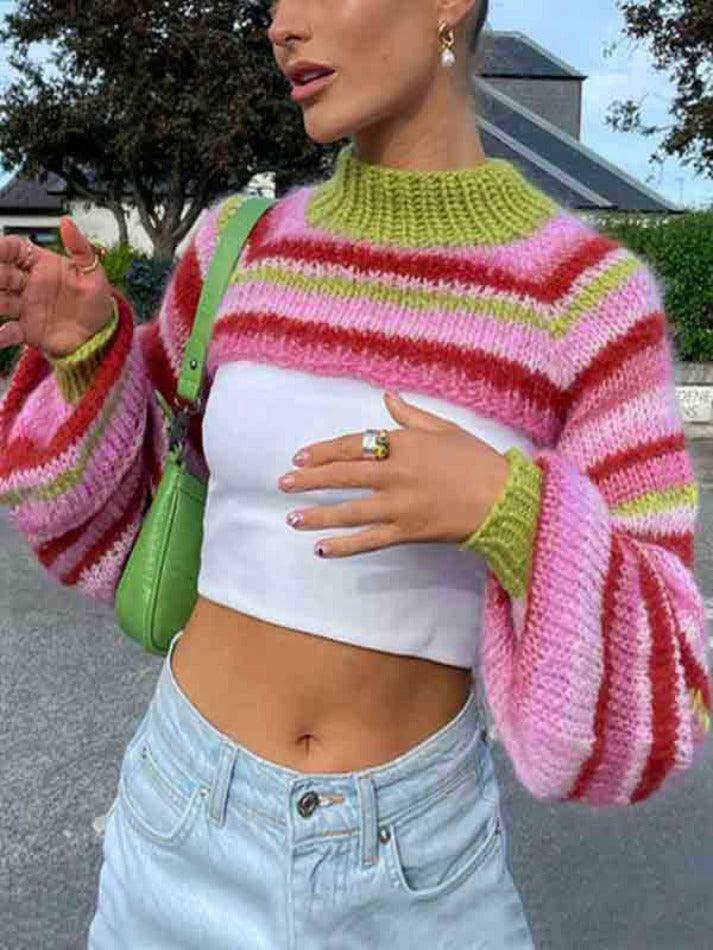 Colorful Stripe Crochet Smock Top - Y2K Fashion Aesthetic for Women Colorful Stripe Crochet Smock Top - Y2K Fashion Aesthetic for Women